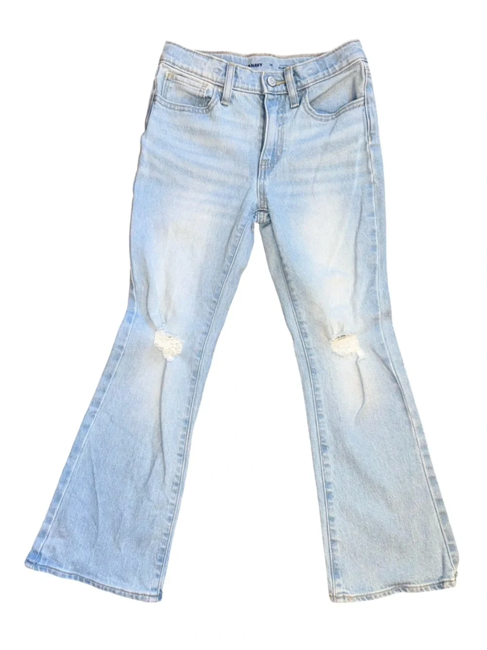 Girls Old Navy Light Blue Kids' Flared Distressed Jeans